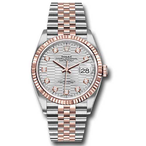 Rolex Datejust 36mm - Steel and Gold Pink Gold - Fluted Bezel - Jubilee