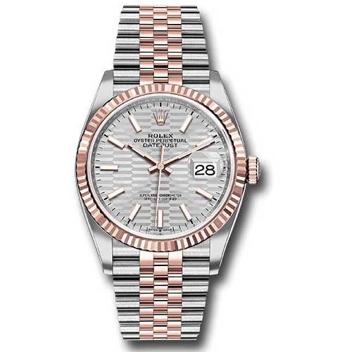 Rolex Datejust 36mm - Steel and Gold Pink Gold - Fluted Bezel - Jubilee
