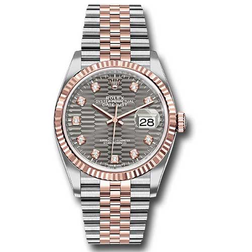Rolex Datejust 36mm - Steel and Gold Pink Gold - Fluted Bezel - Jubilee