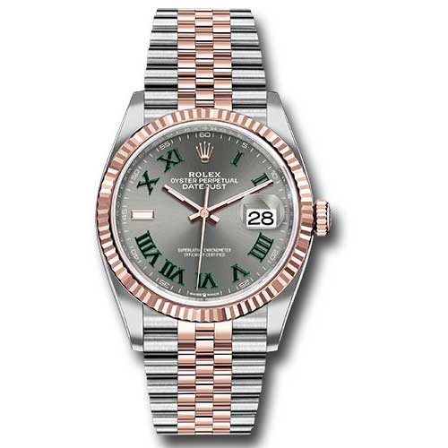 Rolex Datejust 36mm - Steel and Gold Pink Gold - Fluted Bezel - Jubilee