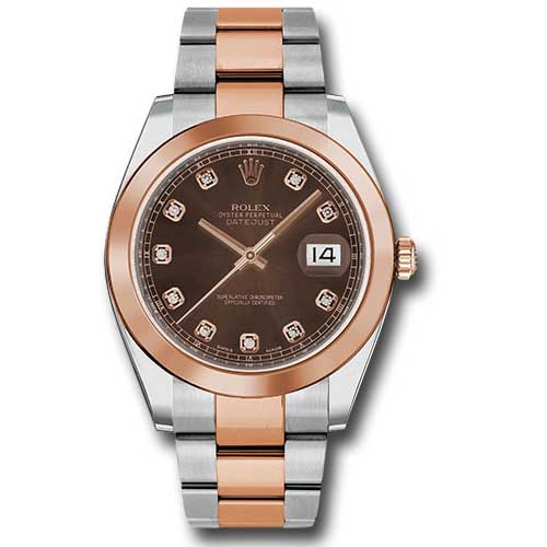 Rolex Datejust 41 Steel and Pink Gold - Smooth Bezel - Oyster