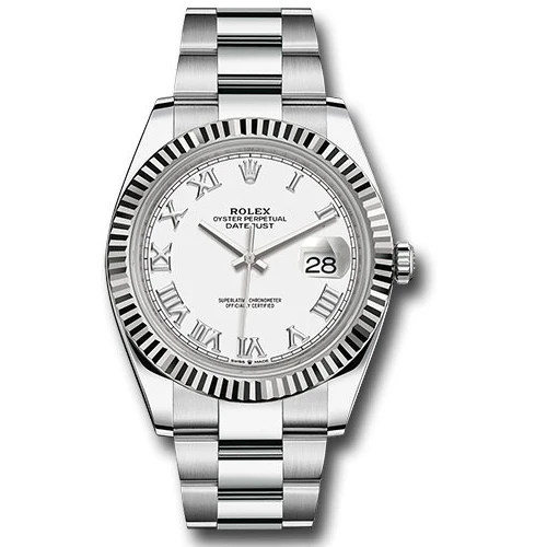 Rolex Datejust 41 Steel and White Gold - Fluted Bezel - Oyster