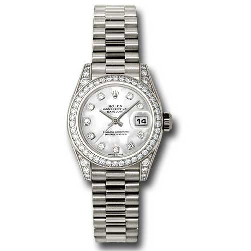 Rolex Datejust Lady - Gold President White Gold - Dia Bezel - President