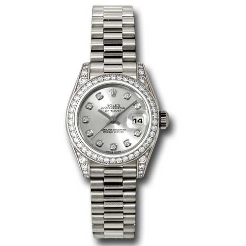 Rolex Datejust Lady - Gold President White Gold - Dia Bezel - President