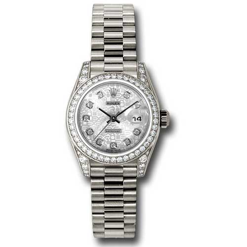 Rolex Datejust Lady - Gold President White Gold - Dia Bezel - President