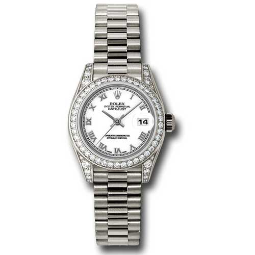 Rolex Datejust Lady - Gold President White Gold - Dia Bezel - President