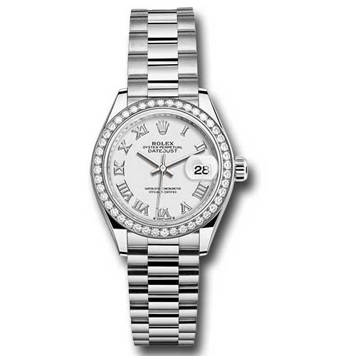 Rolex Datejust Lady - Gold President White Gold - Dia Bezel - President