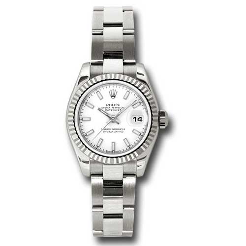 Rolex Datejust Lady - Gold President White Gold - Fluted Bezel - Oyster