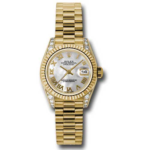 Rolex Datejust Lady - Gold President Yellow Gold - Fluted Bezel - President