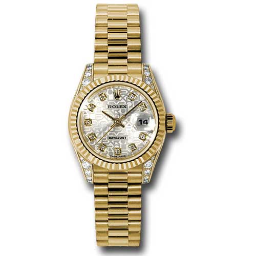 Rolex Datejust Lady - Gold President Yellow Gold - Fluted Bezel - President