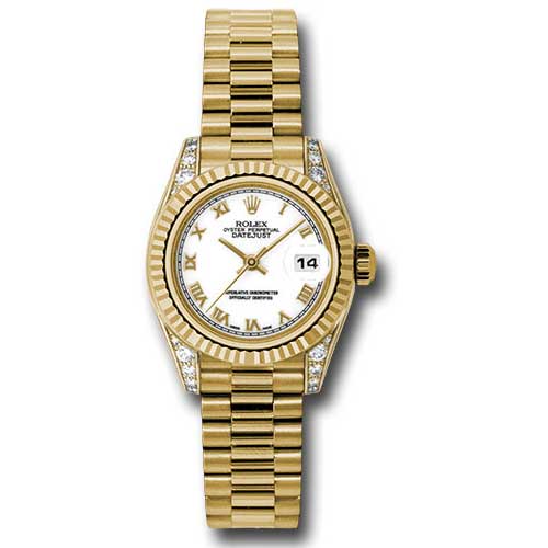 Rolex Datejust Lady - Gold President Yellow Gold - Fluted Bezel - President
