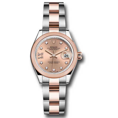 Rolex Datejust Lady - Steel and Gold Pink Gold - Domed Bezel - Oyster