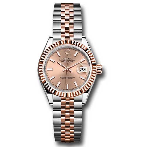 Rolex Datejust Lady - Steel and Gold Pink Gold - Fluted Bezel - Jubilee