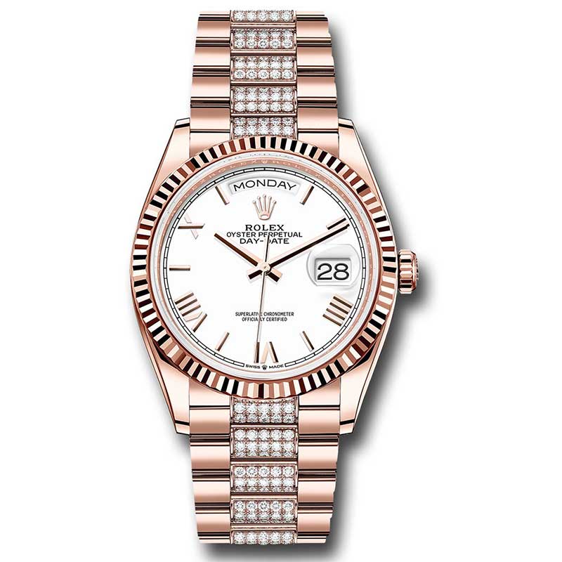 Rolex Everose Gold - Fluted Bezel - Diamond President