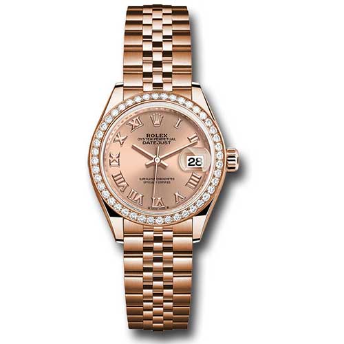 Rolex Lady Datejust 28 - Pink Gold - Diamond Bezel - Jubilee