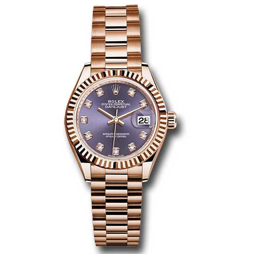Rolex Lady Datejust 28 - Pink Gold - Domed Bezel - President