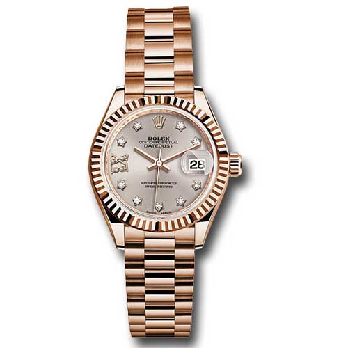 Rolex Lady Datejust 28 - Pink Gold - Domed Bezel - President