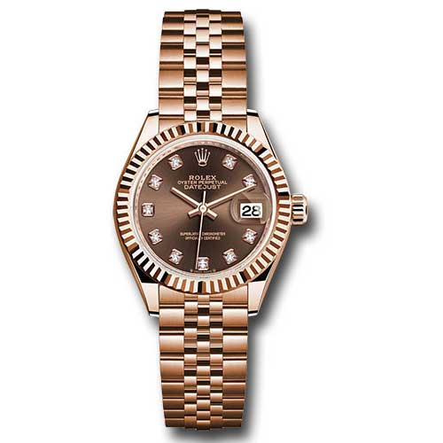 Rolex Lady Datejust 28 - Pink Gold - Fluted Bezel - Jubilee