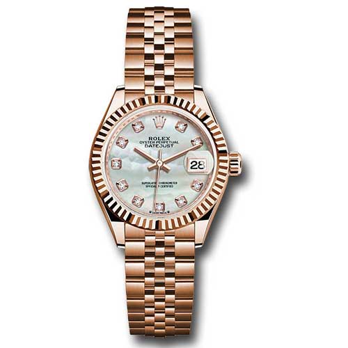 Rolex Lady Datejust 28 - Pink Gold - Fluted Bezel - Jubilee