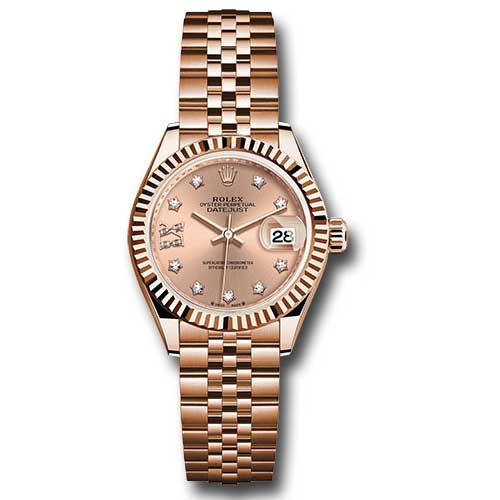 Rolex Lady Datejust 28 - Pink Gold - Fluted Bezel - Jubilee