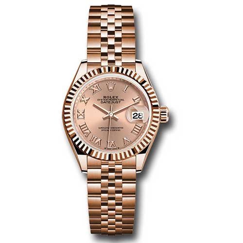 Rolex Lady Datejust 28 - Pink Gold - Fluted Bezel - Jubilee