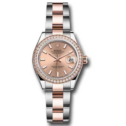 Rolex Lady Datejust 28 - Stainless Steel & Rose Gold - Diamond Bezel - Oyster