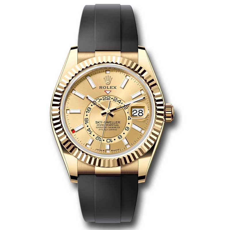 Rolex Yellow Gold Sky-Dweller - White Index Dial - Oysterflex Bracelet