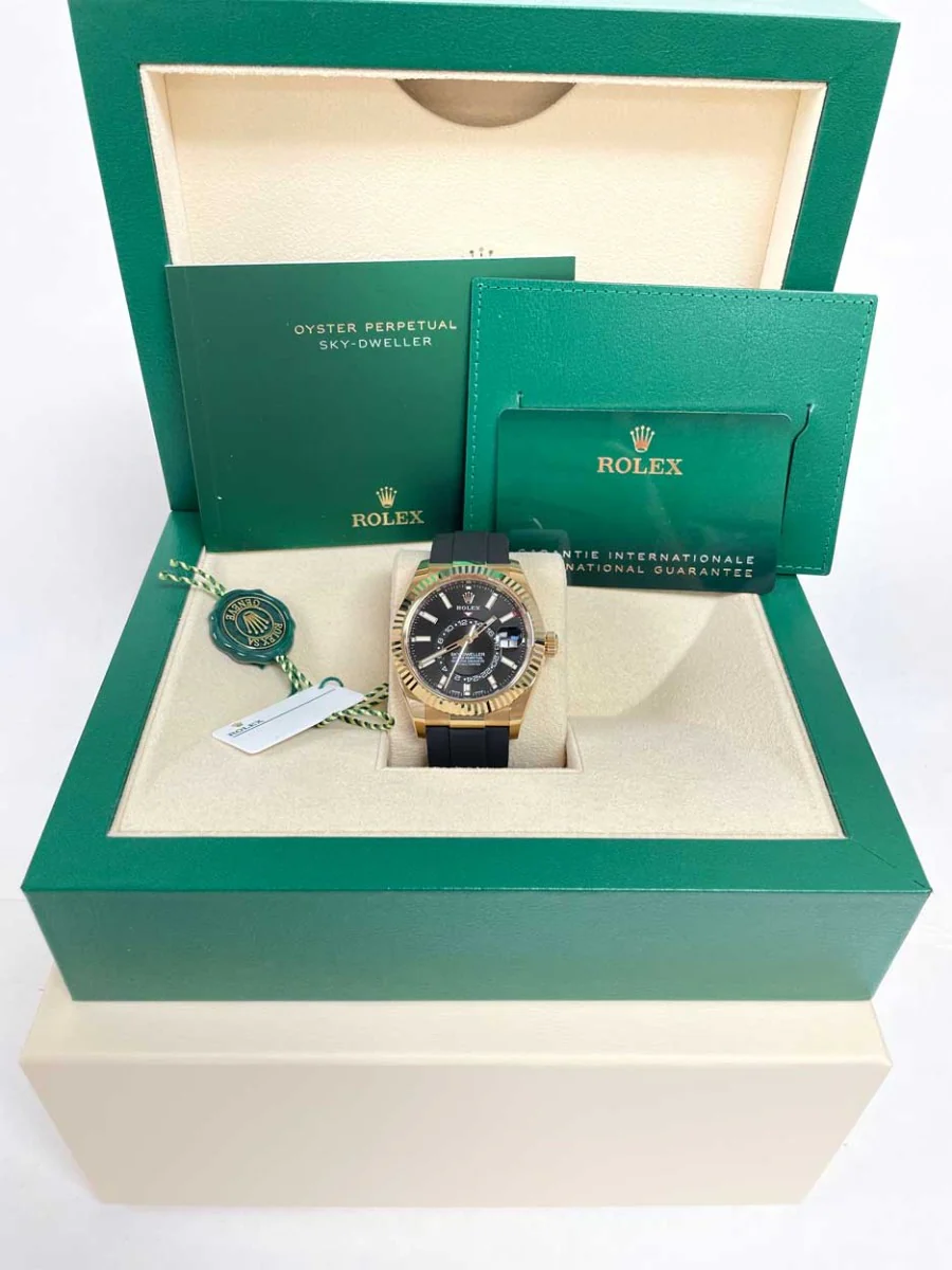Rolex Yellow Gold Sky-Dweller - Black Index Dial - Oysterflex Bracelet - Image 5