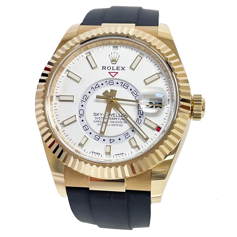 Rolex Yellow Gold Sky-Dweller - White Index Dial - Oysterflex Bracelet - Image 4